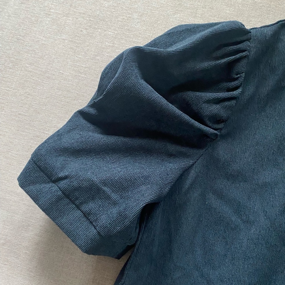 Molly Bracken NWT navy corduroy puff sleeve boho casual dress size S - Picture 6 of 12